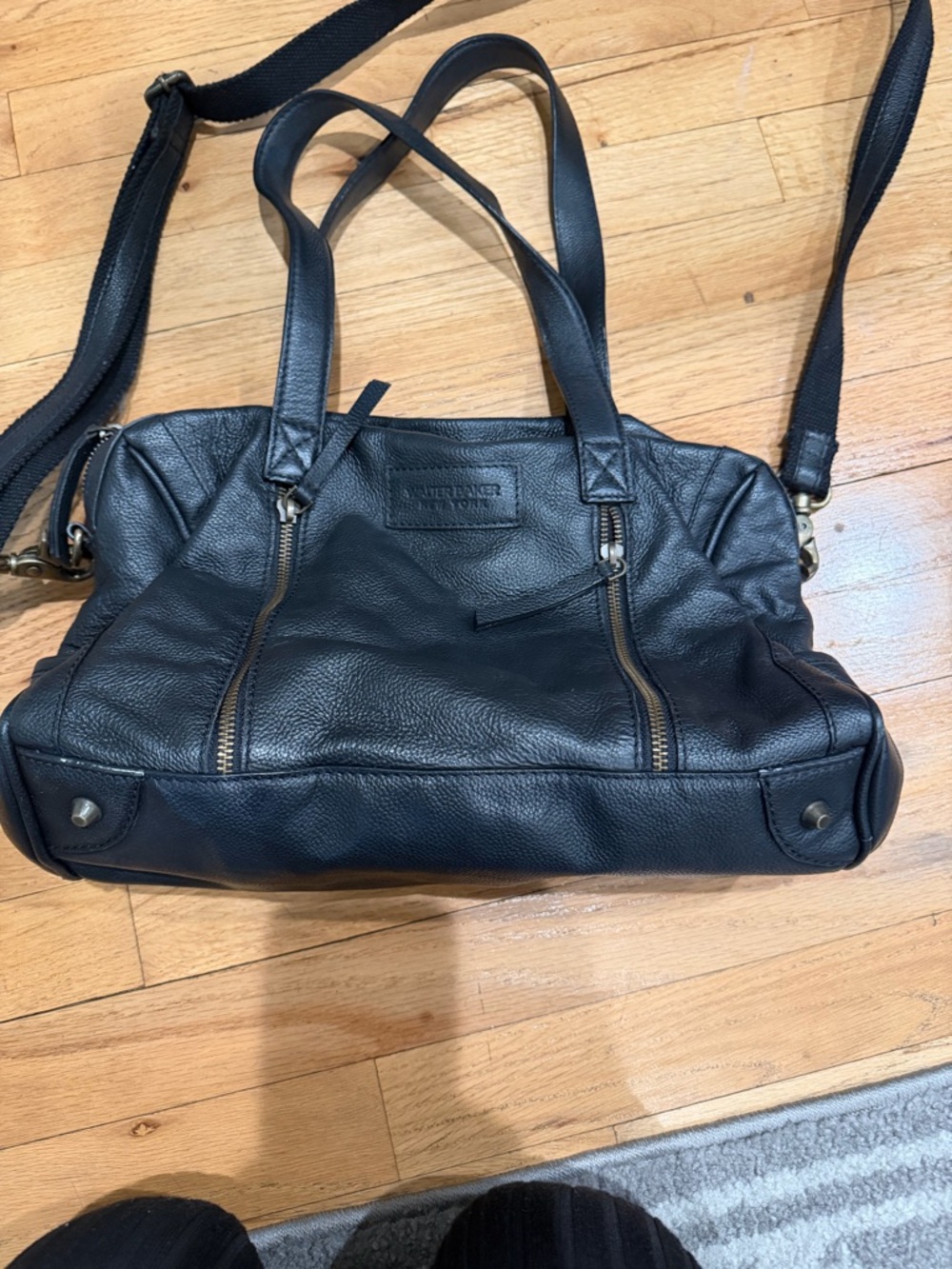 Ted Baker Black Leather Shoulder Bag with Crossbody Strap